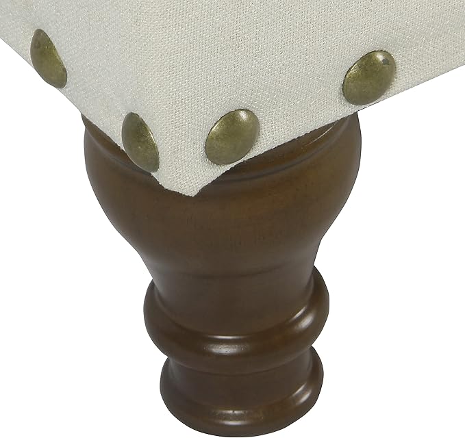 HomePop Large Storage Bench with Nailhead Trim - Cream