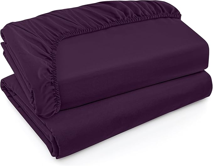 Utopia Bedding Twin XL Fitted Sheets - Bulk Pack of 2 Bottom Sheets - Soft Brushed Microfiber - Deep Pockets - Shrinkage & Fade Resistant - Easy Care (Twin XL, Purple)