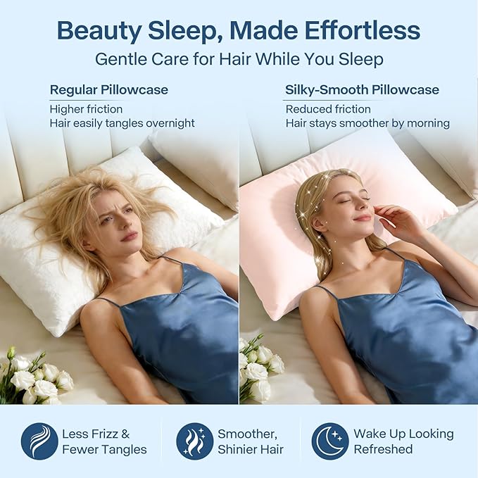 Premium Cooling Pillowcases Standard Size Set of 2 for Hot Sleeper & Night Sweats Beauty Sleep Reduces Wrinkles & Frizz Softer Than Silk Pillow Cover Oeko-TEX Certified Pink Breathable