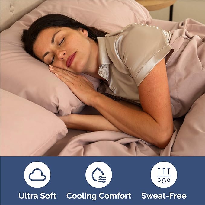 King Size 4 Piece Sheet Set - Comfy Breathable & Cooling Sheets - Hotel Luxury Bed Sheets for Women & Men - Deep Pockets, Easy-Fit, Extra Soft and Wrinkle Free Sheets - Mauve Oeko-Tex Bed Sheet Set