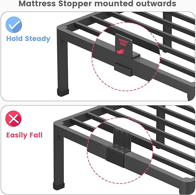 12 Inch King Bed Frame, Metal Platform Bed Frame with Round Corner Legs, 3500 lbs Heavy Duty Steel Slats Support, No Box Spring Needed, Noise Free, Easy Assembly, Black