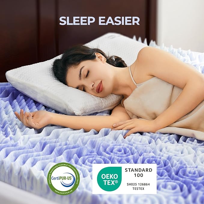Dreamsmith 4 Inch Mattress Topper 7-Zone Memory Foam Mattress Topper Pressure Relief Soft Mattress Pad, Made with CertiPUR-US® Certified Foam, Queen Size Bed