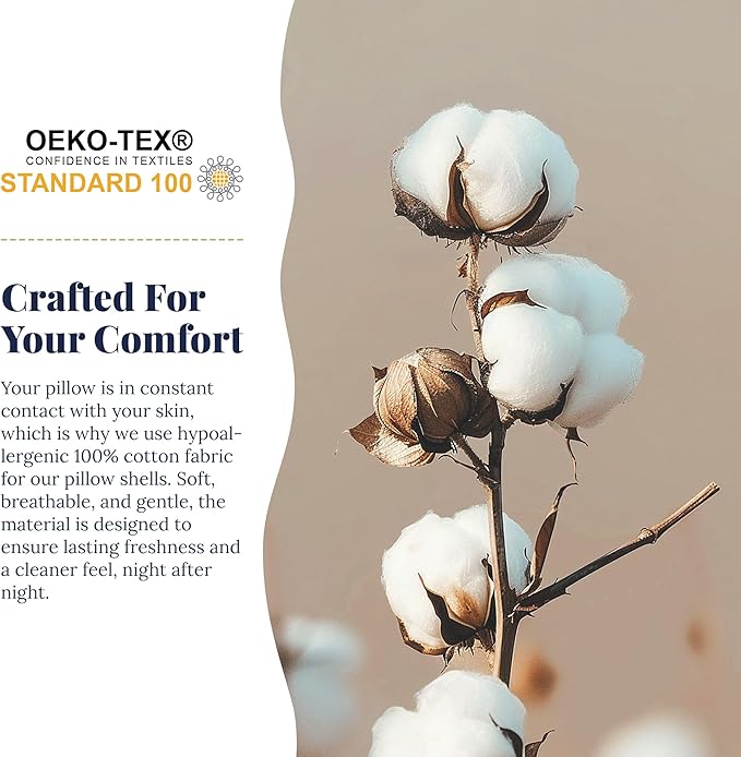 White Goose Down Pillow - Luxury Hotel Bed Pillow with 100% Natural Goose Feather Down Pillow for Sleeping, 700TC Cotton Shell, Standard Size- Firm, 1 Pack