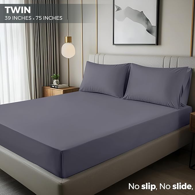 Utopia Bedding Twin Fitted Sheets - Bulk Pack of 2 Bottom Sheets - Soft Brushed Microfiber - Deep Pockets - Shrinkage & Fade Resistant - Easy Care (Twin, Grey)