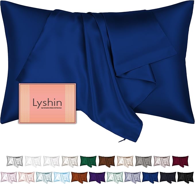 Silk Pillow Cases Queen Size with Hidden Zipper, Mulberry Silk Pillowcase for Hair and Skin, Smooth and Soft Breathable Cooling Silk Satin Pillow Covers for Sleeping, Gifts for Women, Royal Blue