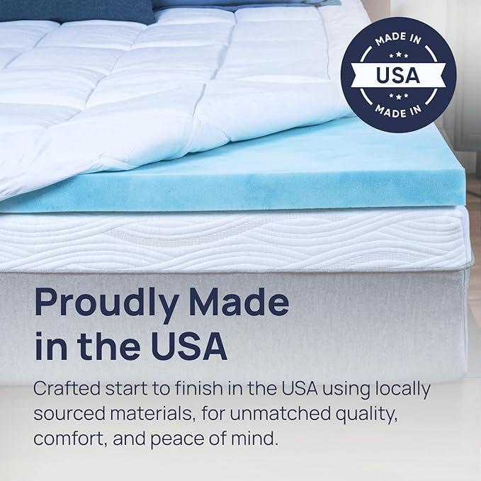 Sure2Sleep Gel Swirl Memory Foam Mattress Topper - 2 Inch, Pressure Relieving, Cooling Comfort - Made in The USA & CertiPUR-US Certified - Softens Firm Beds and Extends Mattress Life - King Size