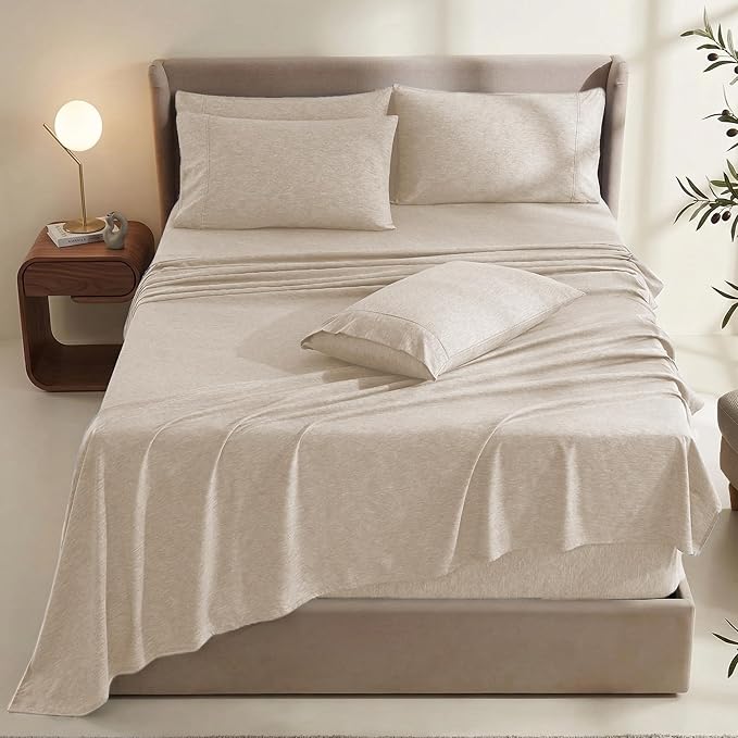 Hearth & Harbor Bed Sheets, Luxury Soft 6 Piece Bed Sheet Set Extra Deep Pocket Fitted Sheets Fits Mattress up to 21", Double Brushed Bedding Sheets & Pillowcases,