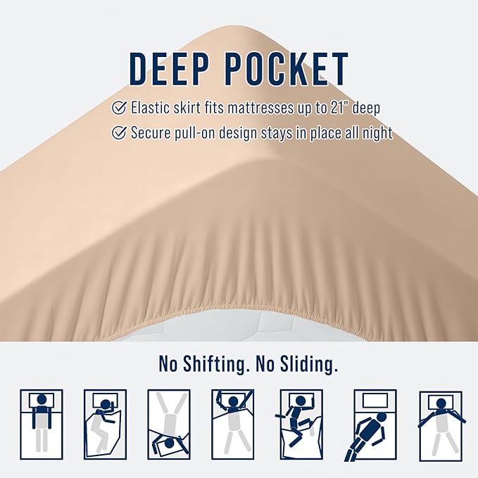 OLANLY Queen Quilted Fitted Mattress Pad, Elastic Fitted Mattress Topper, Cooling Soft Mattress Cover Stretches up to 21 Inches Deep, Machine Washable Mattress Protector (60x80 inch, Beige)