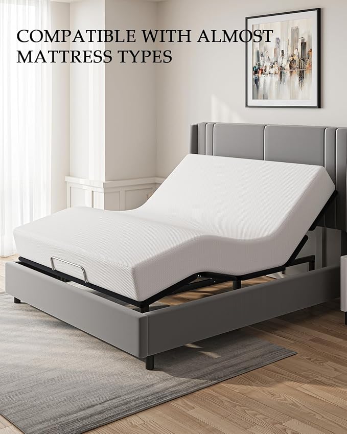 Queen Size Adjustable Bed Base - Elderly & Senior Friendly, Zero Gravity, Head/Foot Adjustment, Enhanced Comfort, 800lbs Capacity