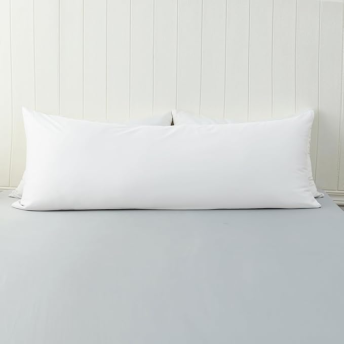 100% Cotton Soft Body Pillow Protectors with Invisible Zipper 20X54 Inches Body Pillow Cases, 600 Thread Count Soft Pillow Cases, White Color 1-Pack