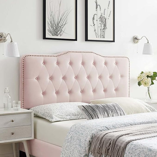 Modway MOD-6409-PNK Sophia Tufted Performance Velvet Twin Headboard, Pink