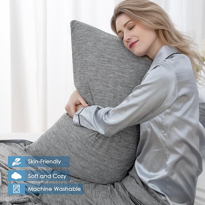 CHOSHOME Cooling Pillow Cases Zipper Pillow Covers Q-Max > 0.45 Zippered Pillowcases for Hot Sleepers, Soft, Breathable, Skin-Friendly, 2 Pack (King, 20"x36", Grey)