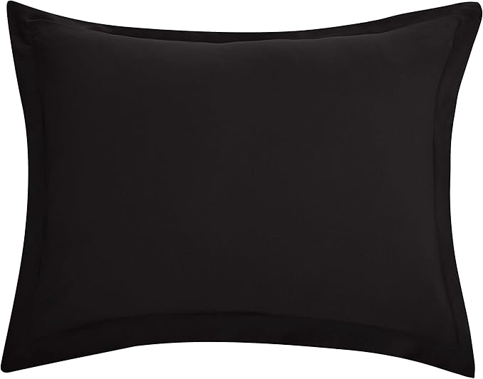 Amazon Basics Lightweight Soft Microfiber 3-Piece Duvet Cover Set with Zipper Closure, Full/Queen, Black, Solid