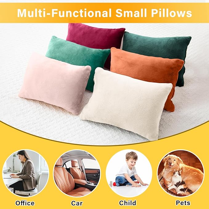 1 MIDDLE ONE 2 Pack Small Pillow, Memory Foam Mini Pillow 11 X 7 Inches for Travel, Sleeping, Nap and Neck, Knee, Lumbar Support, Tiny Cushion for Pet, Dogs (Orange)