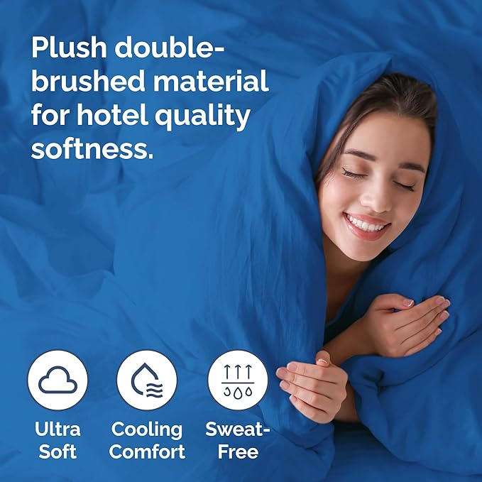 Duvet Cover Cal King Size Set - Extra Soft Cal King Duvet Cover 104" x 98" with 2 Pillow Shams - Hotel Luxury, Easy Care & Fade Free w/ Zipper Closures & Ties - Comfy, Cozy & Breathable (Royal Blue)