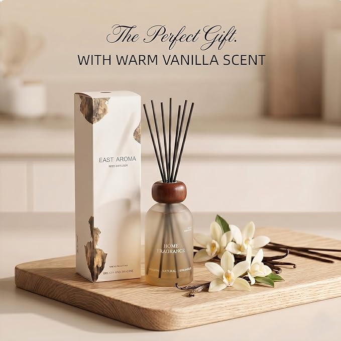 Reed Diffuser Set for Home 8.45 oz Scented Oil Diffuser with 6 Fiber Sticks, Smell Good Long Lasting Fragrance for Bathroom, Living Room, Office and Aromatherapy Gift (Cinnamon)
