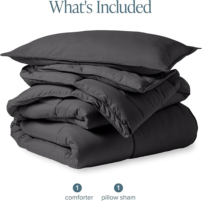 Bare Home Comforter Set - Twin/Twin Extra Long Size - Ultra-Soft - Goose Down Alternative - Premium 1800 Series - All Season Warmth (Twin/Twin XL, Forged Iron Grey)