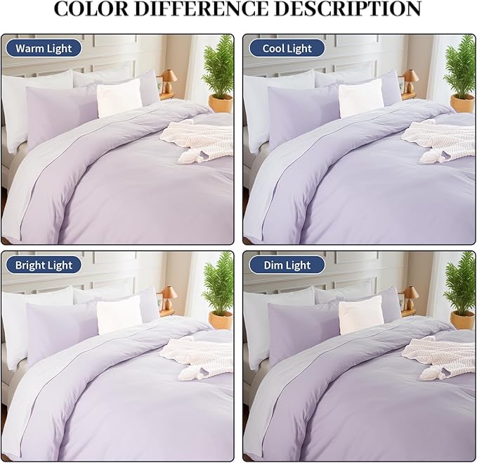 NEXHOME PRO Full Duvet Cover Set, 100% Washed Cotton with Linen-Like Texture, Natural Organic, Breathable & Comfortable, Includes Home Bedding Set Lilac (No Comforter) 80"x90"