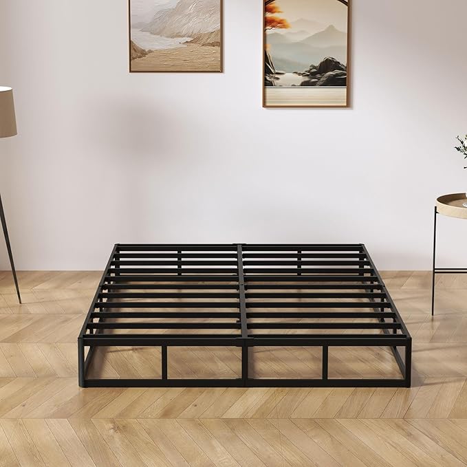SHOANED Metal Box Spring Queen Size - 9 Inch High Profile Heavy Duty Black Bed Base Non Slip Mattress Foundation Box Springs for Queen Bed, Easy Assembly, No Noise