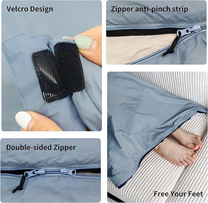 NewDoar Ultralight Backpacking Sleeping Bag - 50-70°F, 1.5lbs, Waterproof & Machine Washable, 2-Way Zipper for Teens,Couples,Women,Men Compact for Hiking/Camping (M/L Sizes)