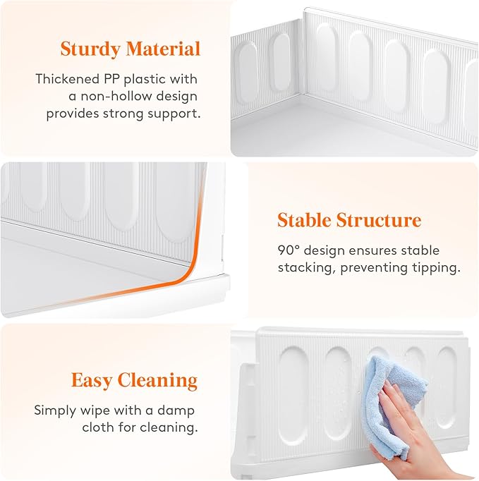 Lifewit 6 Pack Stackable Closet Organizers and Storage Basket for Clothes, Plastic Sweater Storage Bins for Wardrobe, Multifunctional Pants Organizer for RV, Pantry, Kitchen, Dorm, 16.5" Depth