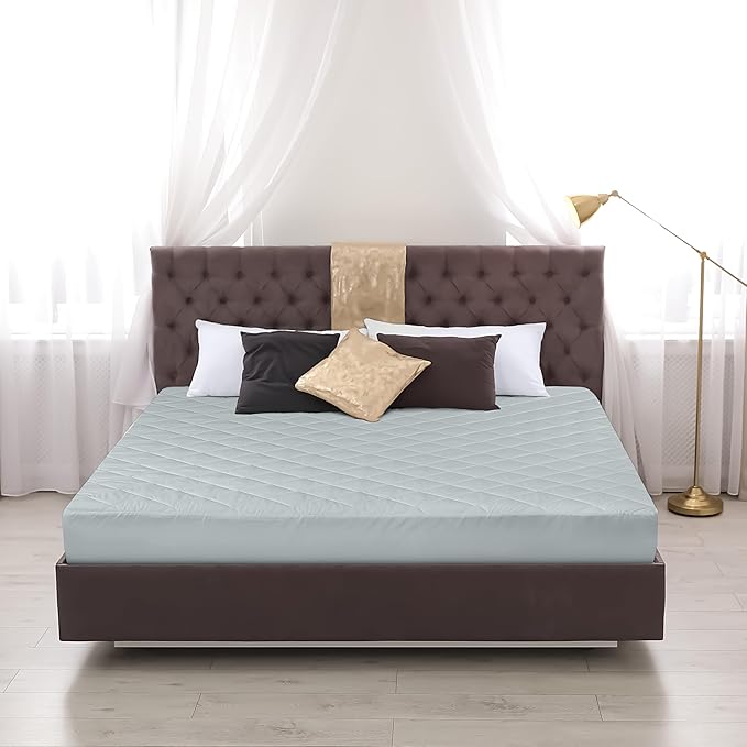 Utopia Bedding Quilted Fitted Mattress Pad, King Size, Elastic Fitted Mattress Topper Protector and Cover with Deep Pocket Stretches up to 16 Inches, Machine Washable (Light Grey)