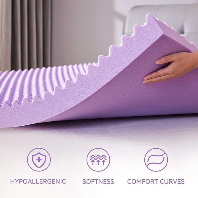 SINWEEK 1.5 Inch Egg Crate Cooling Gel Memory Foam Mattress Topper Full Size, Soft Mattress Pad for Back Pain Relief, Bed Topper, CertiPUR-US Certified