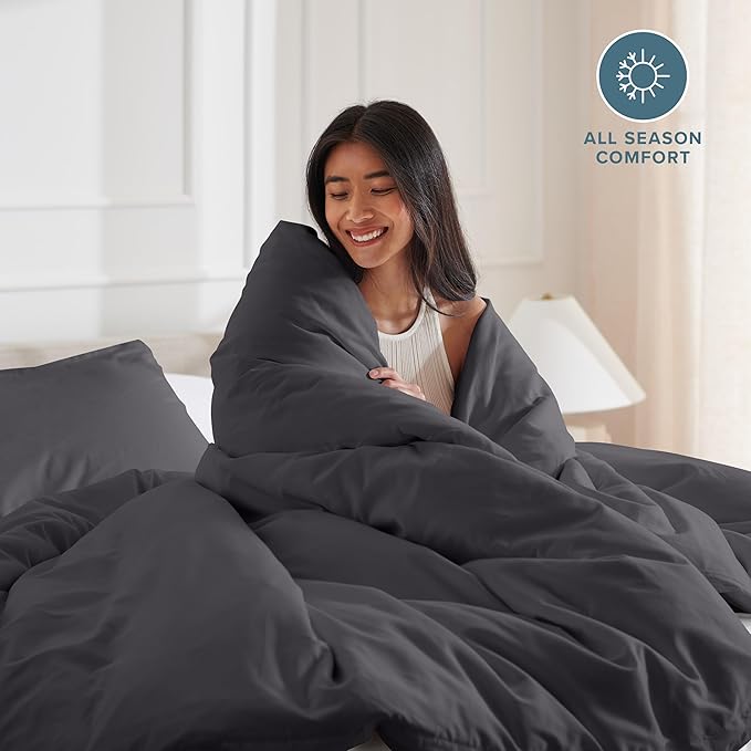 Bare Home Bedding Duvet Cover California King Size - Premium 1800 Super Soft Collection - Lightweight, Cooling - Soft Breathable Bedding Duvet Cover (Cal King, Forged Iron Grey)