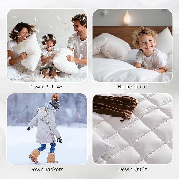 MOOX Down Feathers Pillow Filling Stuffing with 10% Goose Down 90% Feather Fluffy Blend Fill DIY Upholstery Crafts for Couch Cushions Bed Pillow Inserts Stuffing (4.0, Pounds)
