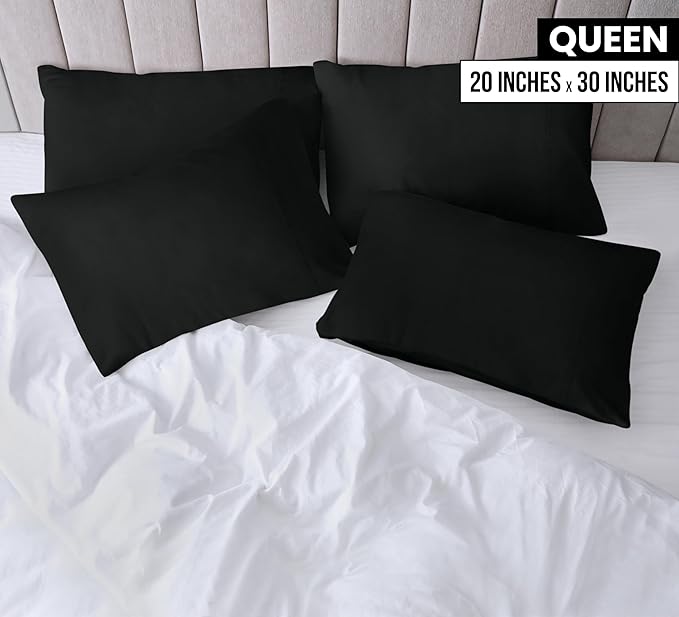 Utopia Bedding Queen Pillow Cases - 12 Pack - Envelope Closure - Soft Brushed Microfiber Fabric - Shrinkage and Fade Resistant Pillow Covers Queen Size 20 X 30 Inches (Queen, Black)