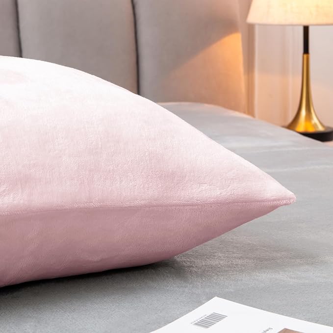 BEDELITE Body Pillow Cover with Zipper Closure, Super Soft and Cozy Fuzzy Fleece Pillowcase 20 x 54 Inches, Luxury Fluffy Plush Long Body Pillow Pillowcase for All Seasons(Pink)