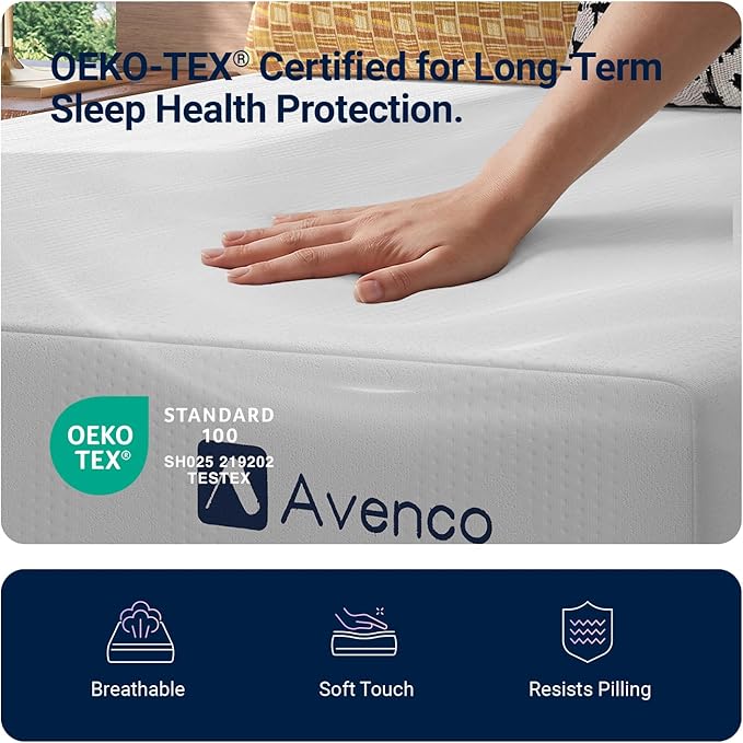Avenco 12 Inch King Gel Memory Foam Mattress, Open-Cell Breathable Foam for Cooling Night Sleep, Removable Washable Cover, CertiPUR-US Certified King Size Mattresses in a Box