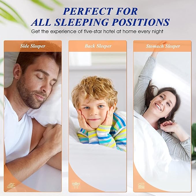 SEMZSOM Bed Pillows for Sleeping, King Size Pillows Set of 4 Luxury Hotel Pillows with Soft Fluffy Down Alternative Filling for Back, Stomach and Side Sleepers