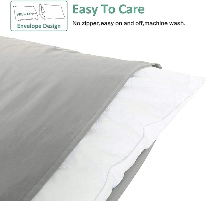 NTBAY King Pillowcase Set - 2 Pack Brushed Microfiber 20x36 Pillowcases - Soft, Wrinkle-Free, Fade-Resistant, Stain-Resistant, Smoke Grey Pillowcases with Envelope Closure - 20x36 Inches, Smoke Grey