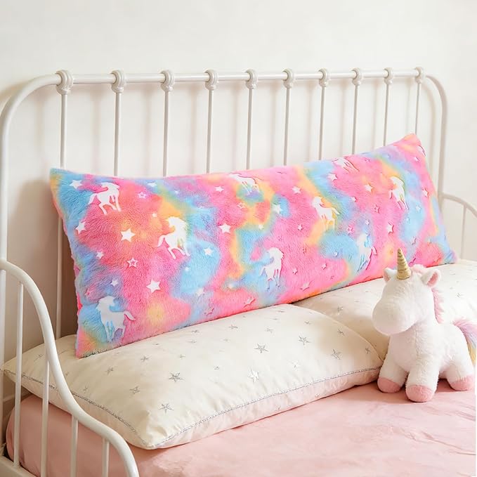 Cloele Body Pillow Cover Glow in The Dark Long Pillow Cases Full Length Pillow Case - 21x54 inches Unicorns Ultra Soft Body Pillowcase for Kids Girls Decorative Body Pillow Pillowcases(Only Cover)