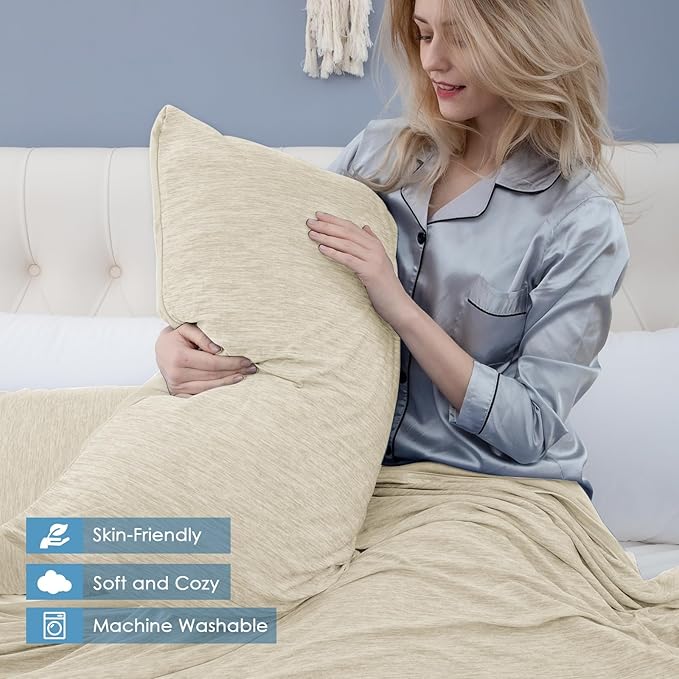 CHOSHOME Cooling Pillow Cases Zipper Pillow Covers Q-Max > 0.45 Zippered Pillowcases for Hot Sleepers, Soft, Breathable, Skin-Friendly, 2 Pack (Standard, 20"x26", Beige)