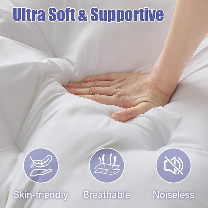 WhatsBedding 4 Inch Memory Foam Mattress Topper Full for Back Pain Relief, Filled with Breathable Gel Memory Foam, Fluffy Comfort Supportive Pillow Top Mattress Topper, 75x54x4in