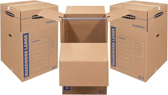 ‎Bankers Box Tall Wardrobe Box 3 Pack, 24-in x 24-in x 40-in (7711001)