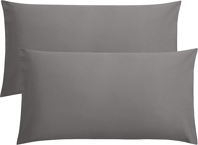 FLXXIE King Pillow Cases Set of 2, Soft Microfiber Pillow Covers with Envelope Closure, Wrinkle, Fade and Stain Resistant Pillowcases, 20x36, Dark Grey
