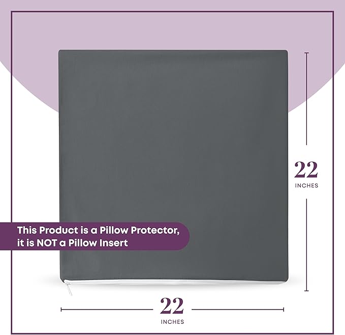 CIRCLESHOME Throw Pillow Protectors - 100% Cotton Breathable Pillowcases - 22 X 22 Square Pillowcases - Protects Pillows from Dirt, Dust and Debris (Square Pillow - 4 Pack- 22x22)