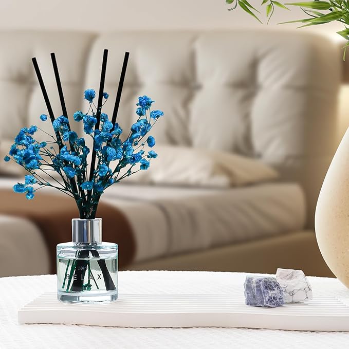 Freesia Reed Diffuser Set, 1.7 oz Scent Diffuser with Dried Flower for Bathroom Small Place, Last up to 30 Days
