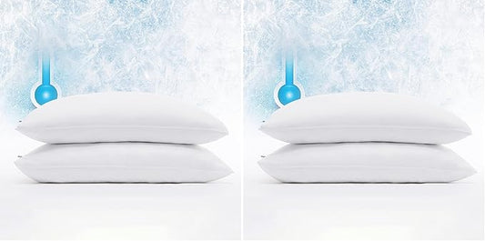 Serta Power Chill Cooling Pillow Protectors, Stain Resistant and Zippered Protector, Protects-Pillow from Dust and Dirt, Standard/Queen, White , 2 Count (Pack of 2)