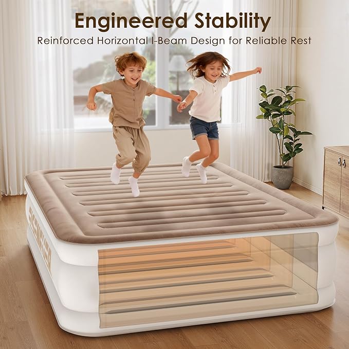 Air Mattress King with Built-in Pump – 18" Raised Inflatable Mattress with High-Speed Pump, Durable Blow Up Mattress, colchón inflable, Carry Bag, Comfy Air Bed Perfect for Guests, Glamping, Moving