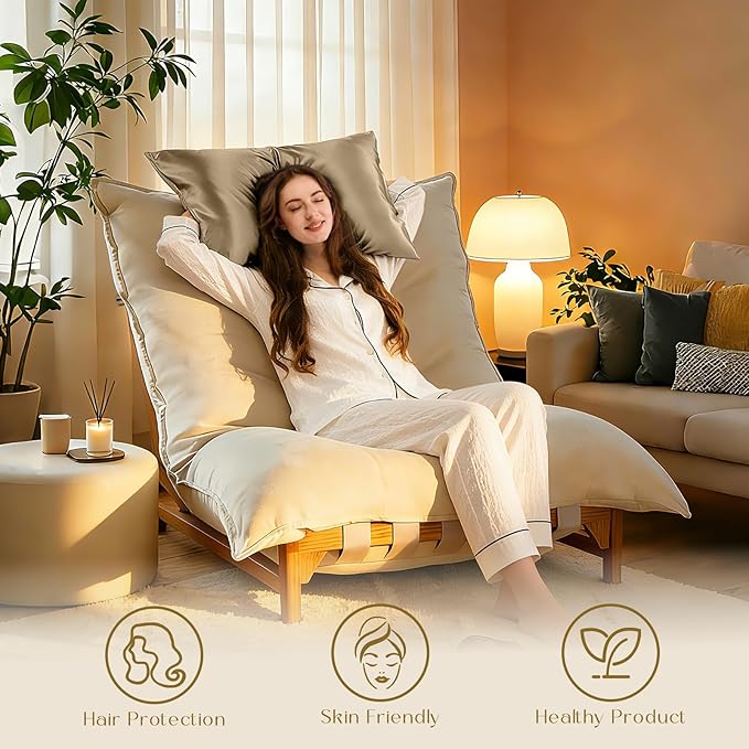 ZIMASILK 100% Pure Mulberry Silk Pillow Cases for Hair and Skin, Soft, Hypoallergenic & Smooth, Both Sides Grade 6A Silk, with Hidden Zipper, Gift for Women Men,1pc(Toddler 13''x18'',Taupe)