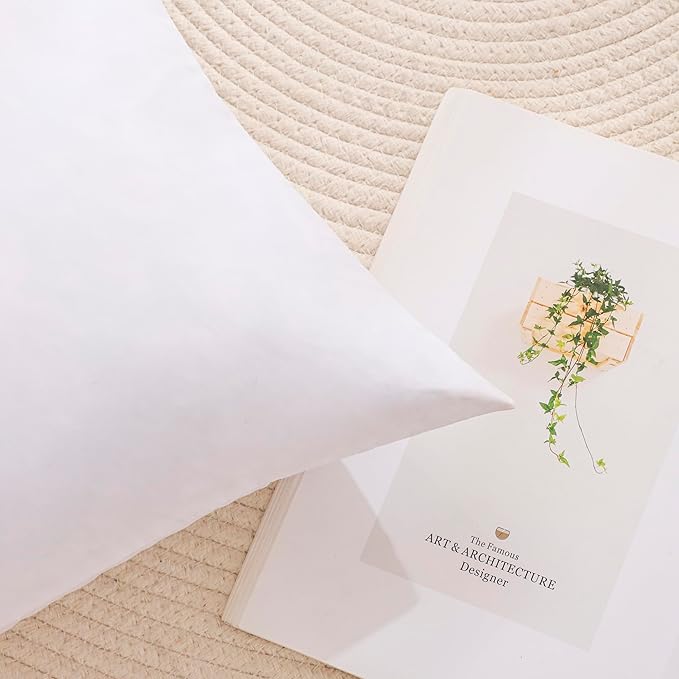 18x18 Inch Gold Goose Down and Feather Throw Pillow Inserts-2 Packs,White,Super Soft Cover,Double Layer Dwon Proof Design,High Filling Weight.