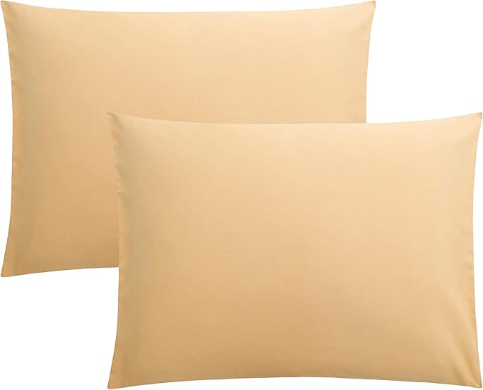 FLXXIE Pillow Cases Standard Size, Soft Microfiber Pillow Covers with Envelope Closure, Wrinkle, Stain Resistant Pillowcases, 2 Piece Set, 20x26, Light Taupe