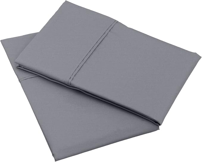 Amazon Basics 400 Thread Count 100% Cotton Pillow Cases, Sateen Weave, King, Dark Gray, 40" x 20", Set of 2, Pillows Not Included