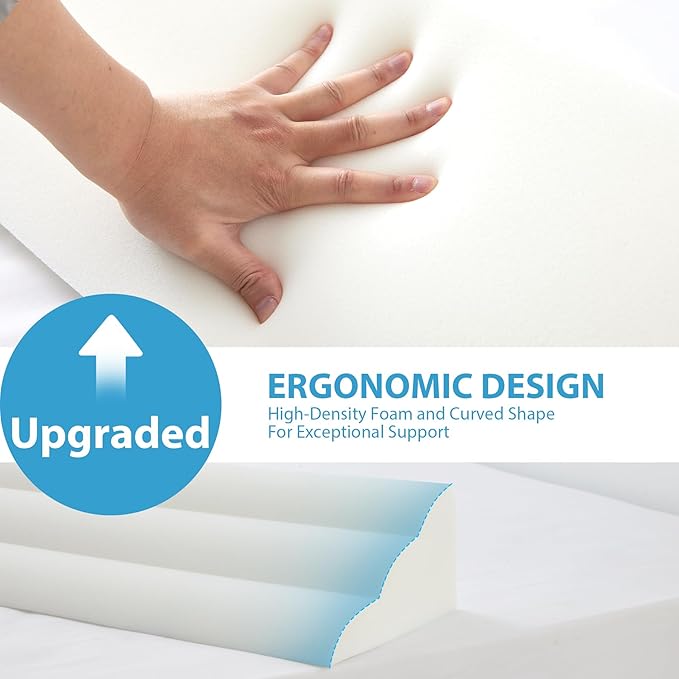 MEGCXIT Queen Bed Wedge Pillow for Headboard, 60"x10"x6", Bed Gap Filler Queen, Headboard Pillow, Pillow Wedge for Headboard Gap, Anti-Slip Gap Pillow for Headboards, Air-Layer White