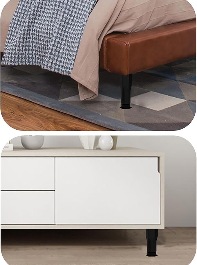 Adjustable Bed Legs 4-Pack - ABS Plastic 6"-11" Furniture Support Legs for Bed Frame/Sofa/Table, Heavy Duty Center Support with Non-Slip Base