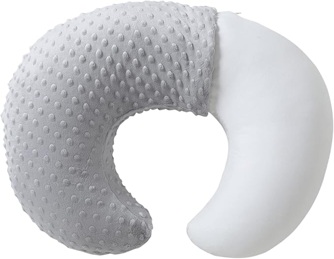 Baby Nursing Pillow and Body Positioner with Premium Slipcover for Breastfeeding for Baby Boys and Girls, Feeding Pillow with Breathable Comfortable Pillowcase (Gray)